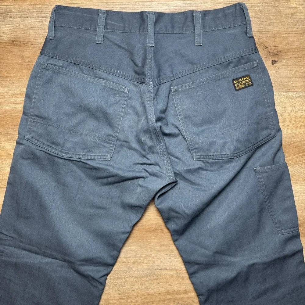G-Star Raw Pants Mens 30x30 Blue Shortcut Union Button Fly Workwear Trousers